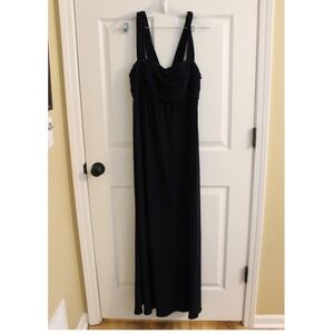 Amsale Navy‎ Maxi Dress Ruched Sleeveless Formal Gown Size 8